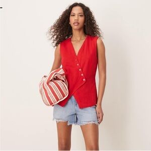 Abercrombie linen asymmetric vest NWT